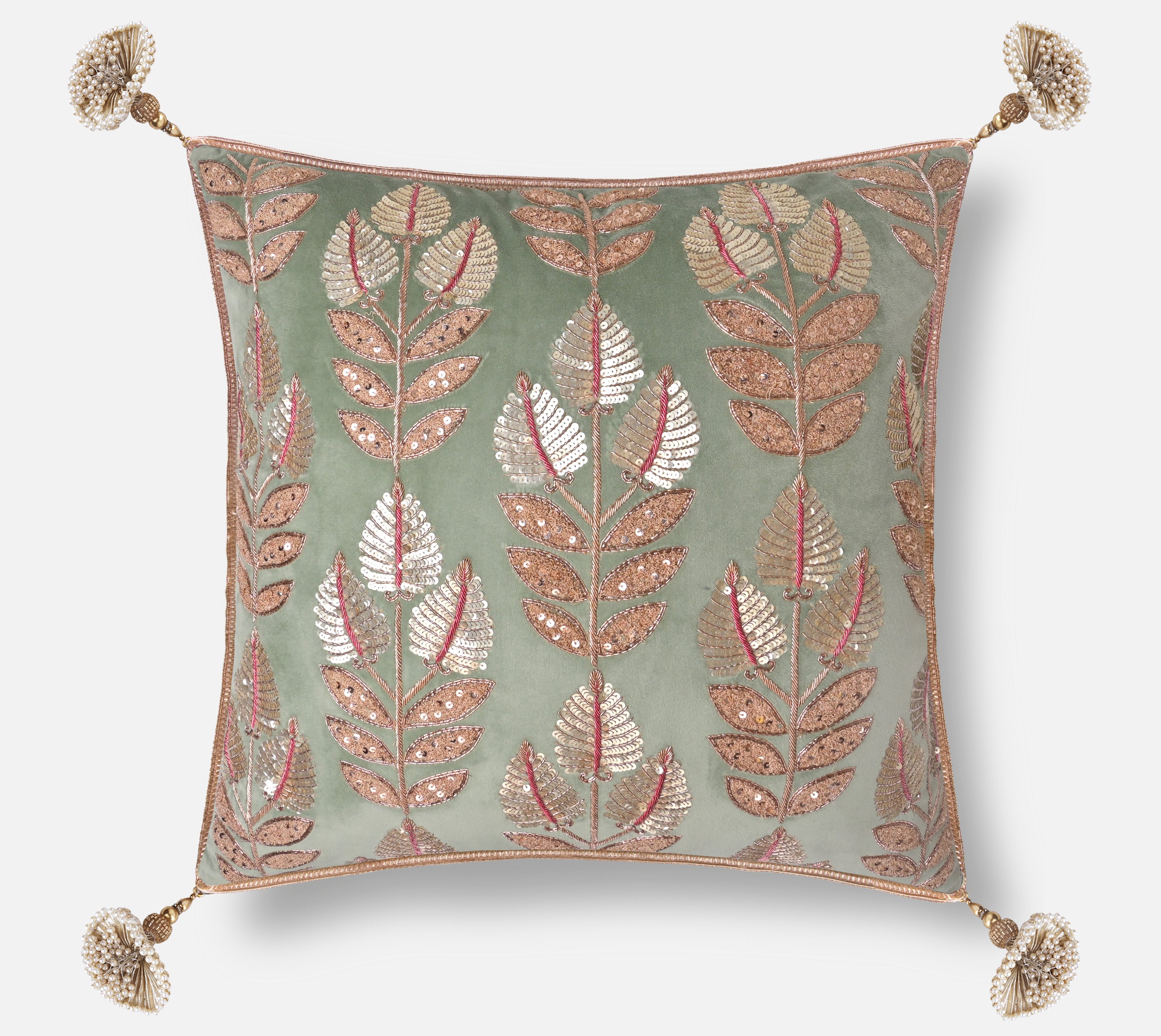 HERITAGE Sage Green Velvet Cushion Cover