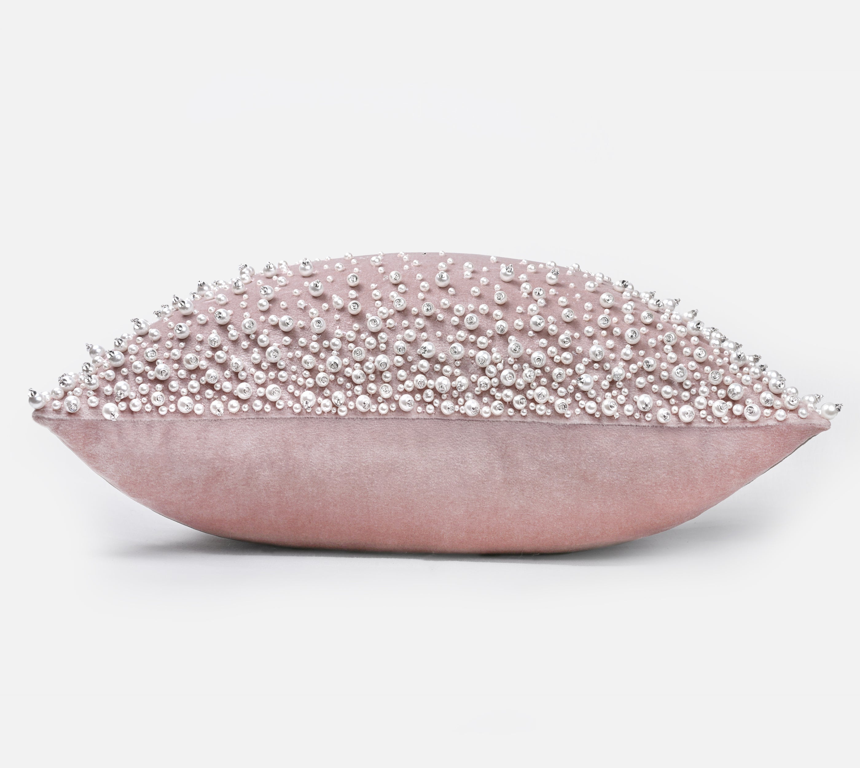 SOFIA Pink Beaded Velvet Cushion Cover