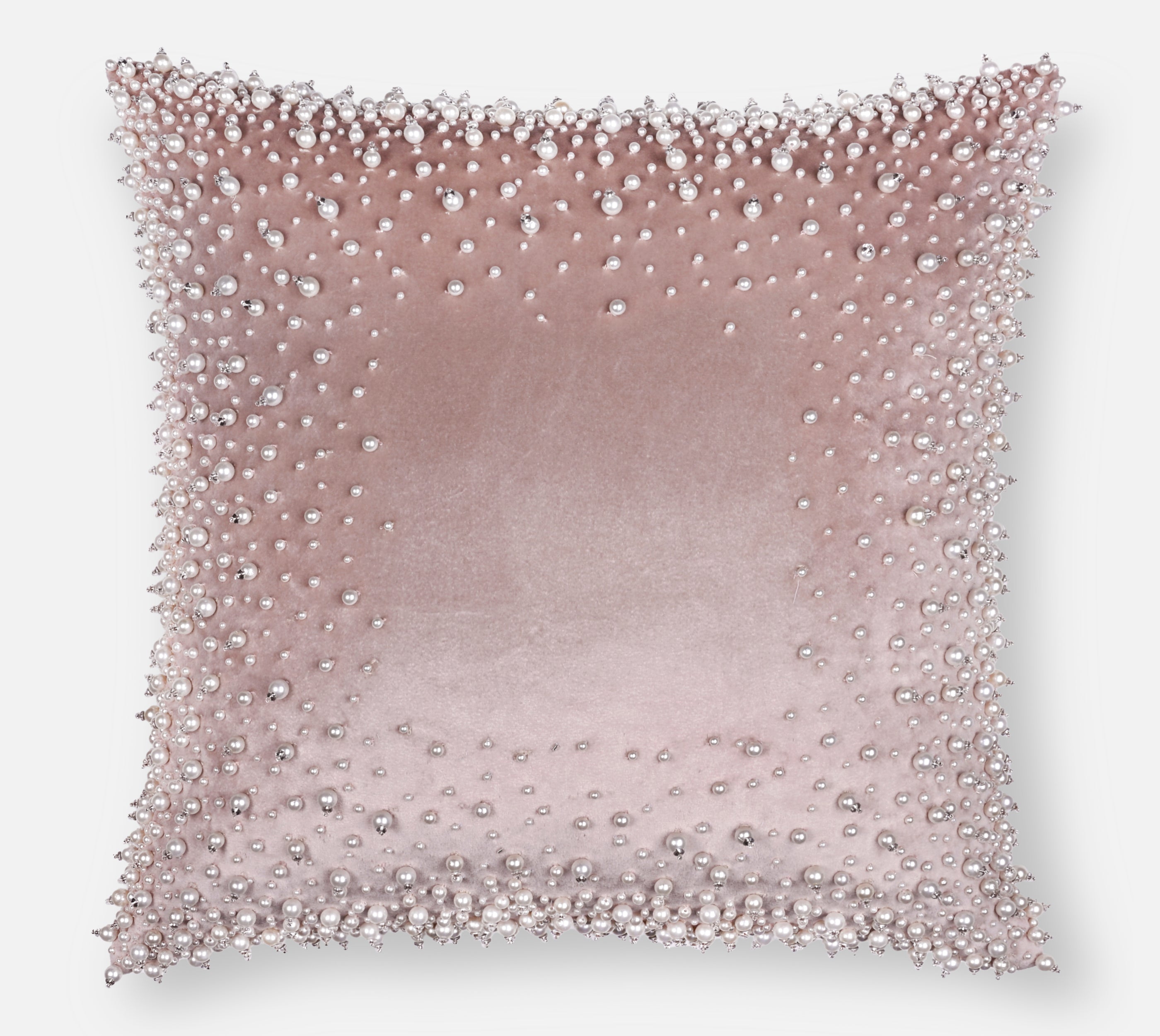 SOFIA Pink Beaded Velvet Cushion Cover
