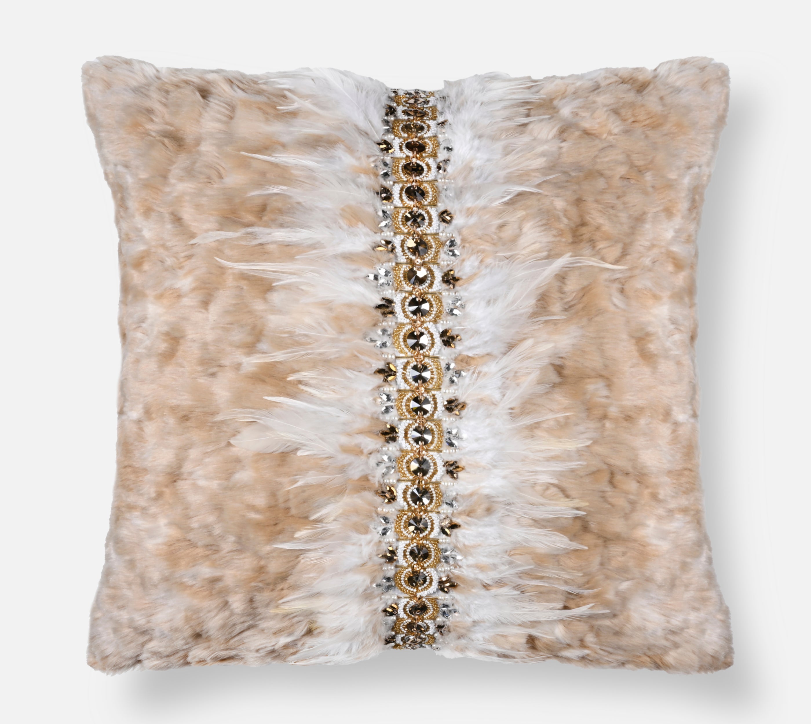 PERENNIAL Beige Fur Cushion Cover
