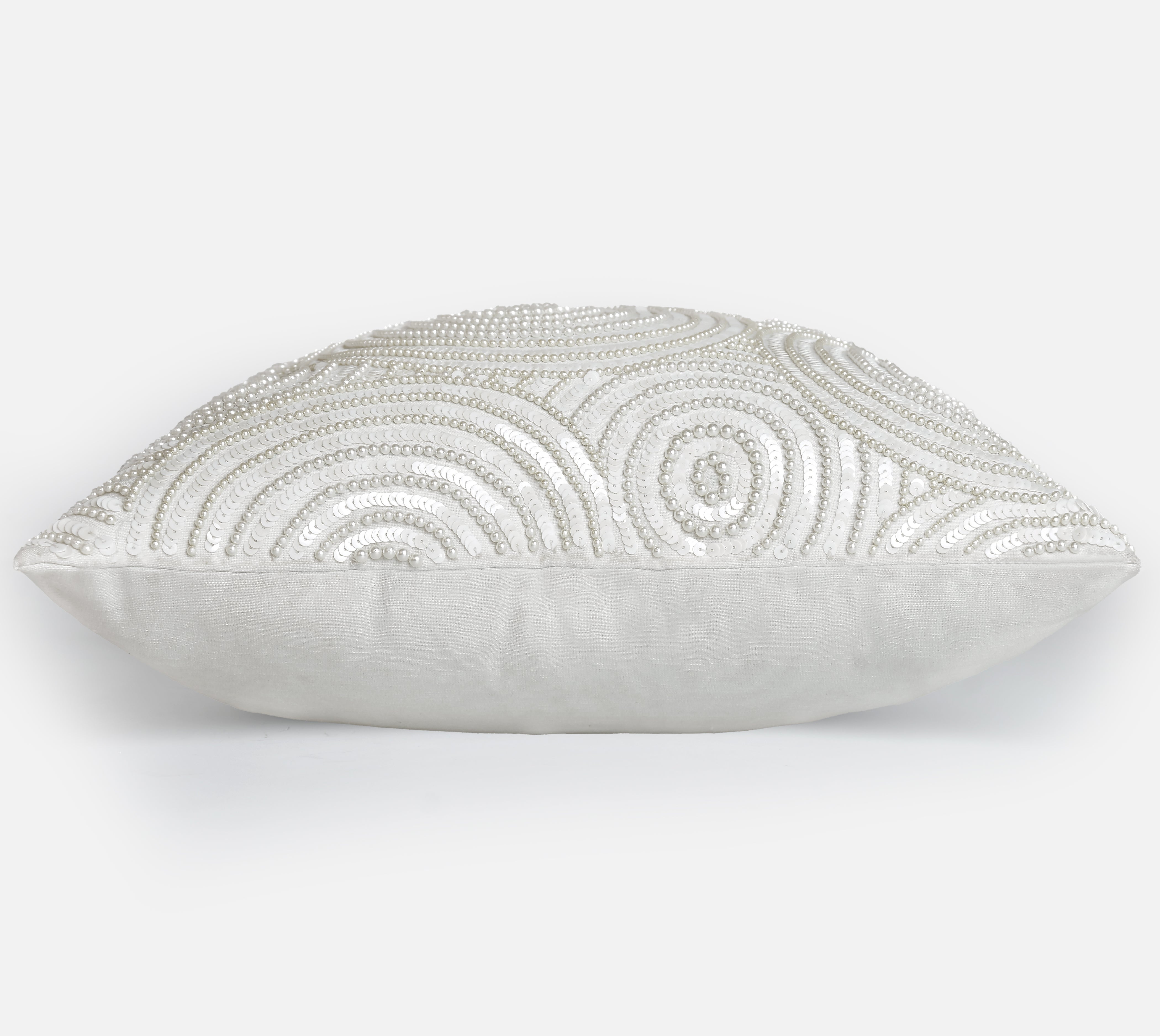 IRIS Off white Beaded Cushion Cover