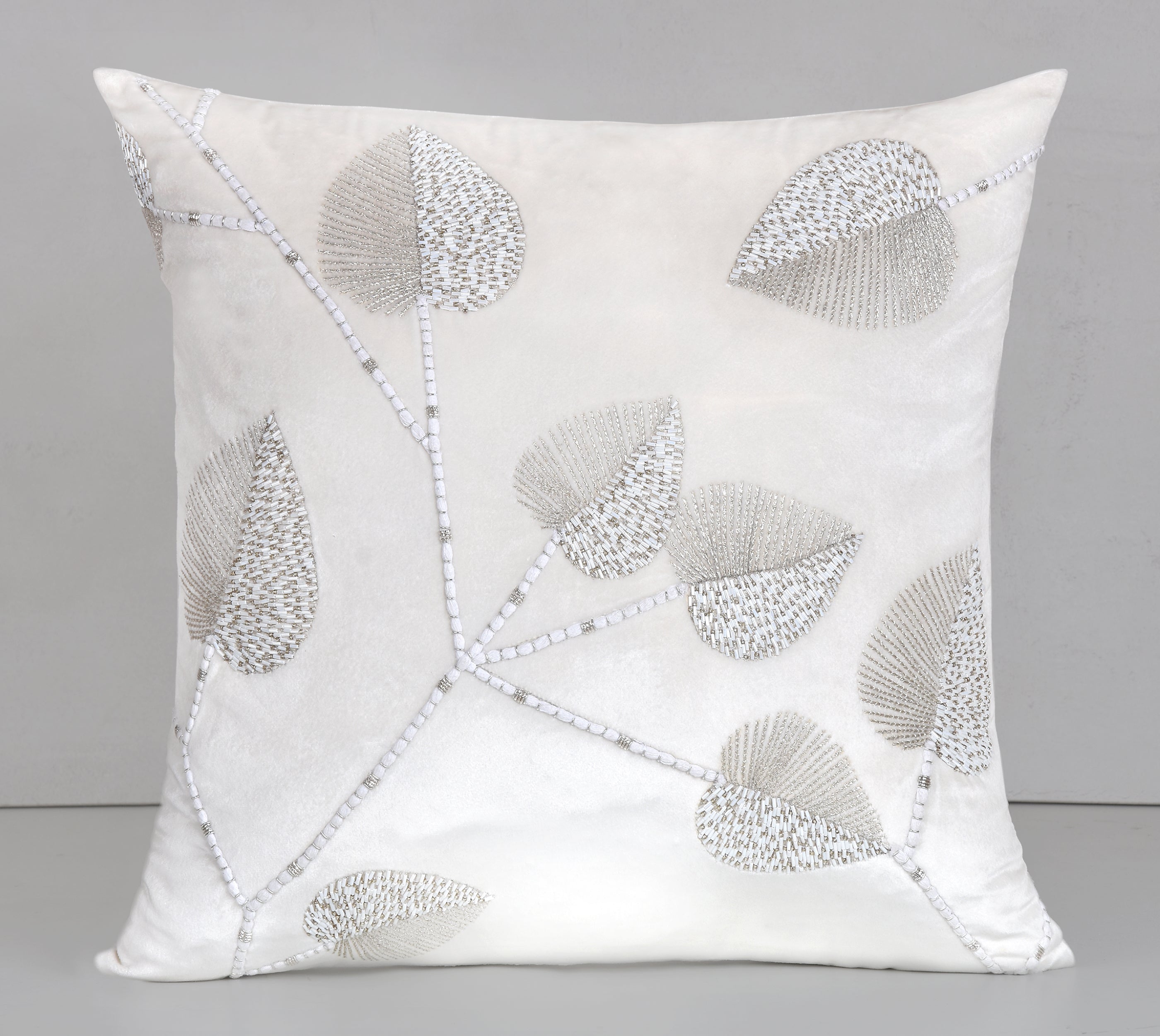 DECORAH WHITE Velvet Beaded Cushion Cover