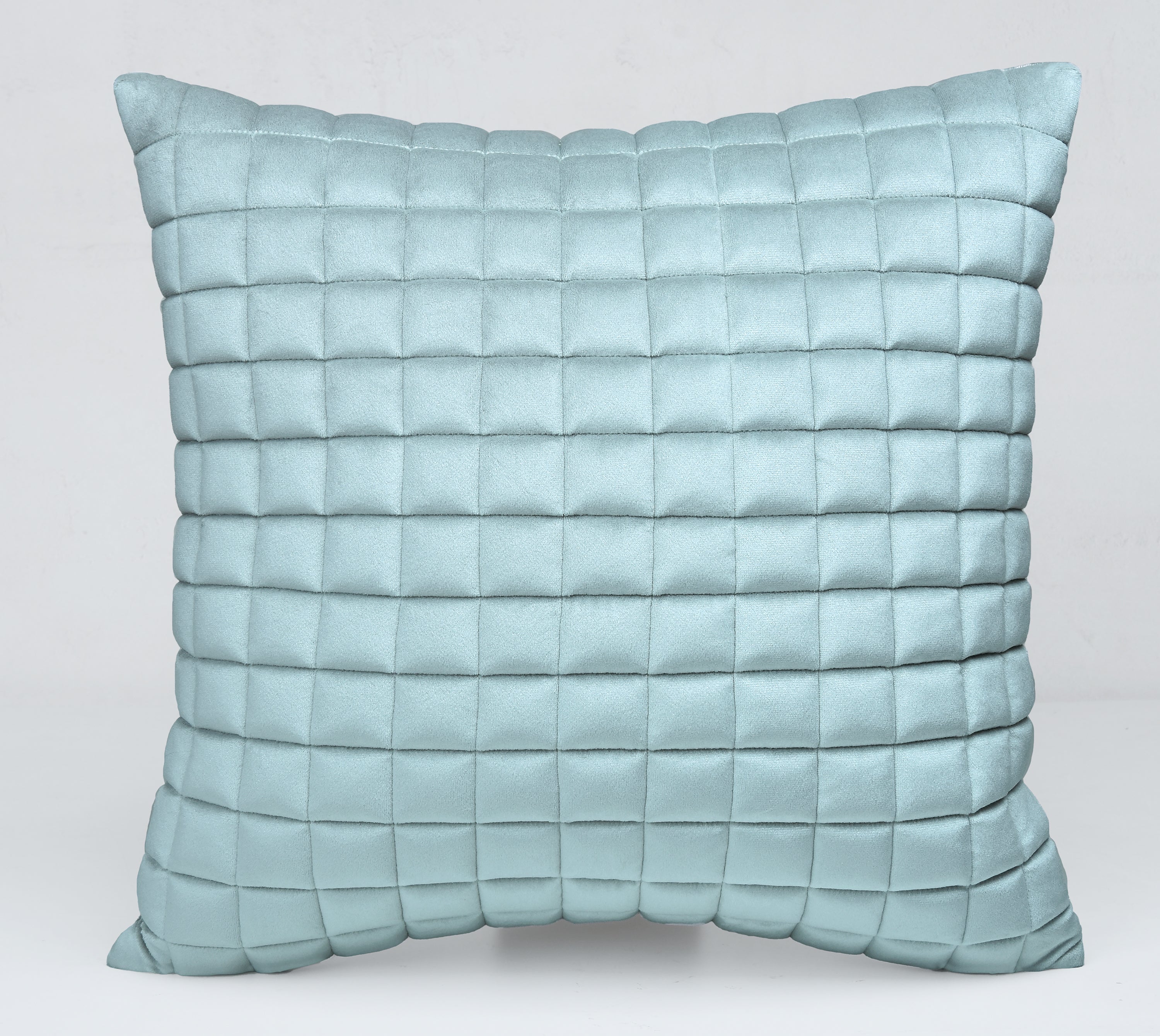 MATRIX Light Aqua Quilted Velvet Cushion Cover