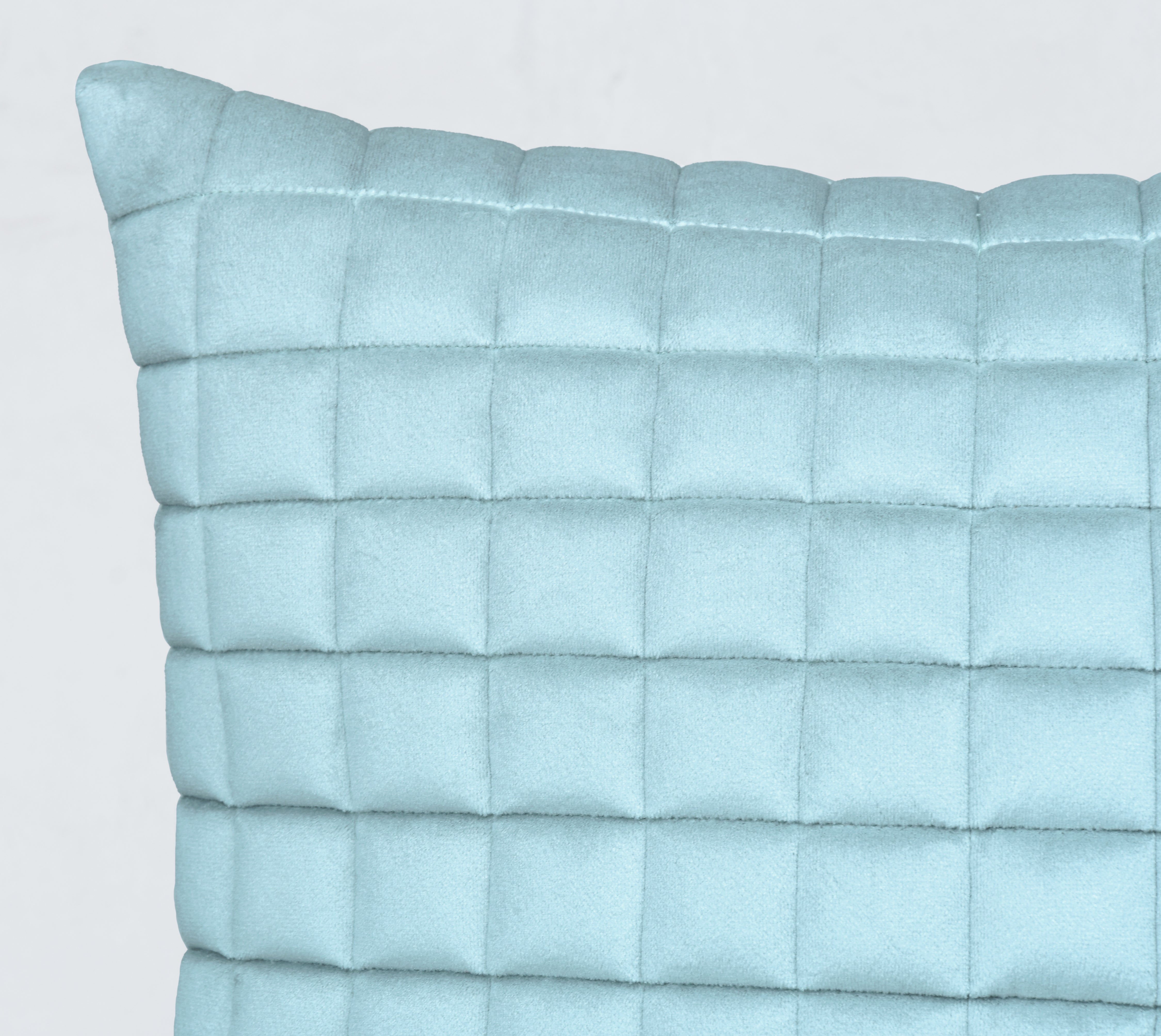 MATRIX Light Aqua Quilted Velvet Cushion Cover