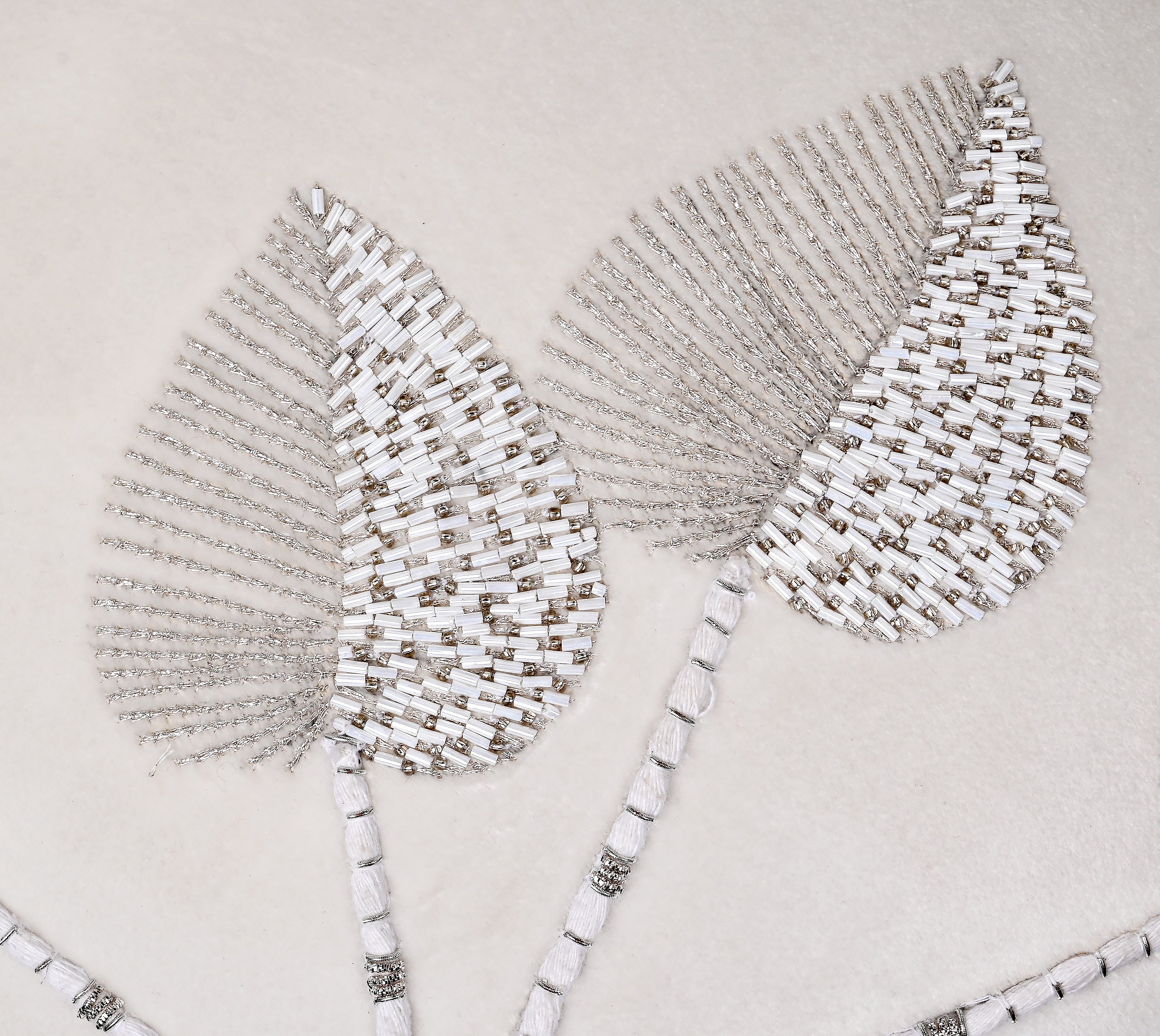 DECORAH WHITE Velvet Beaded Cushion Cover