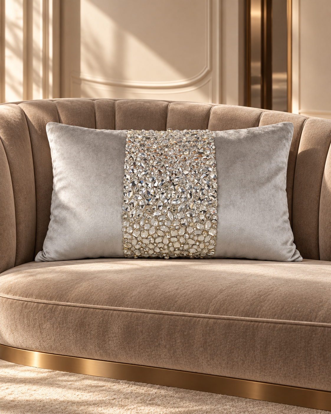 ALICE Silver Velvet Cushion Cover