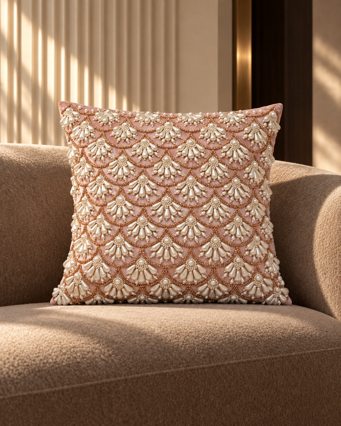 CLAMOR Pink Velvet Cushion Cover