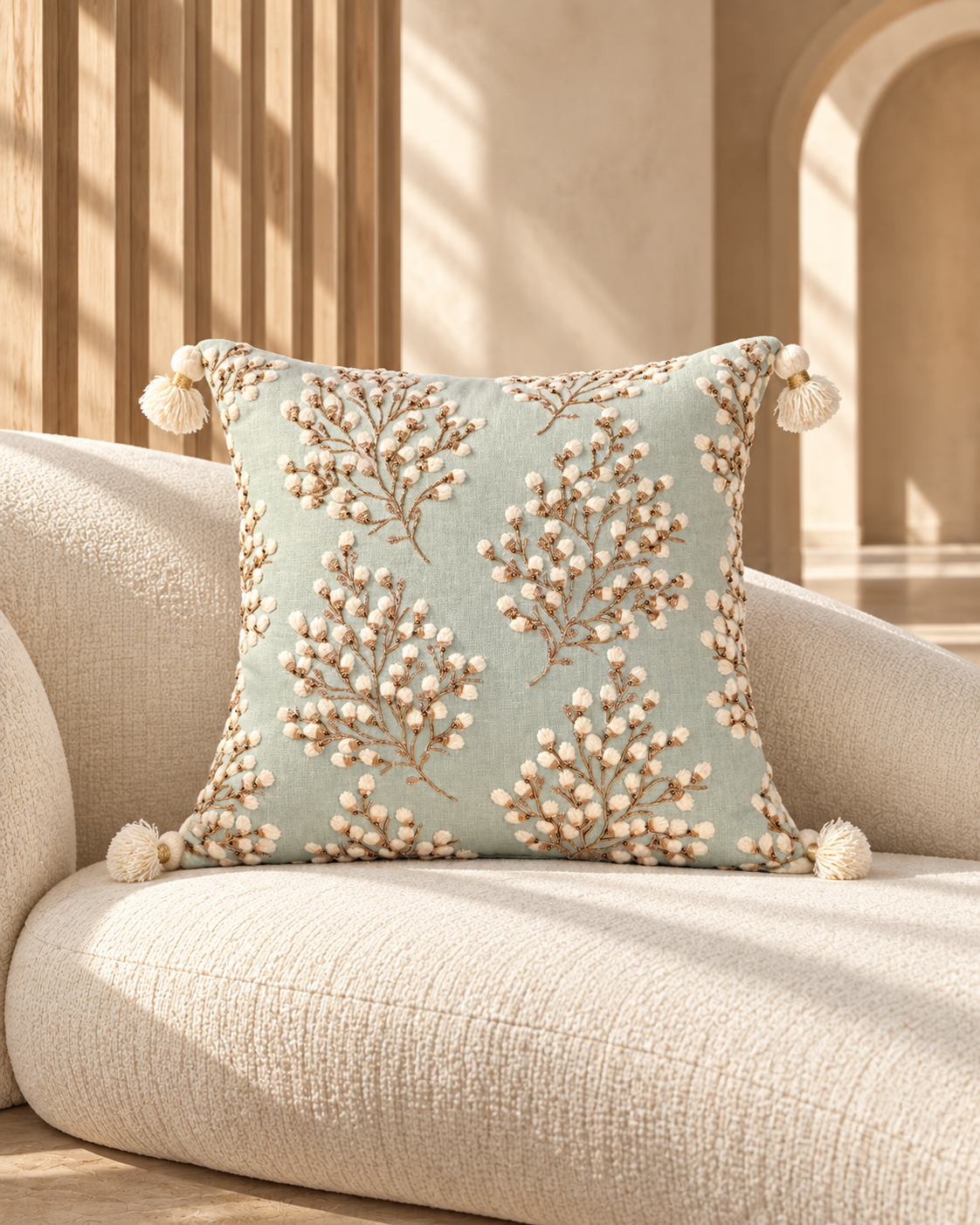 ISABELLA Mint Cotton Cushion Cover