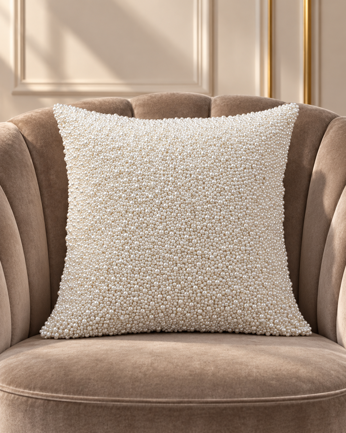 CAPIZ Off White Beaded Cushion Cover